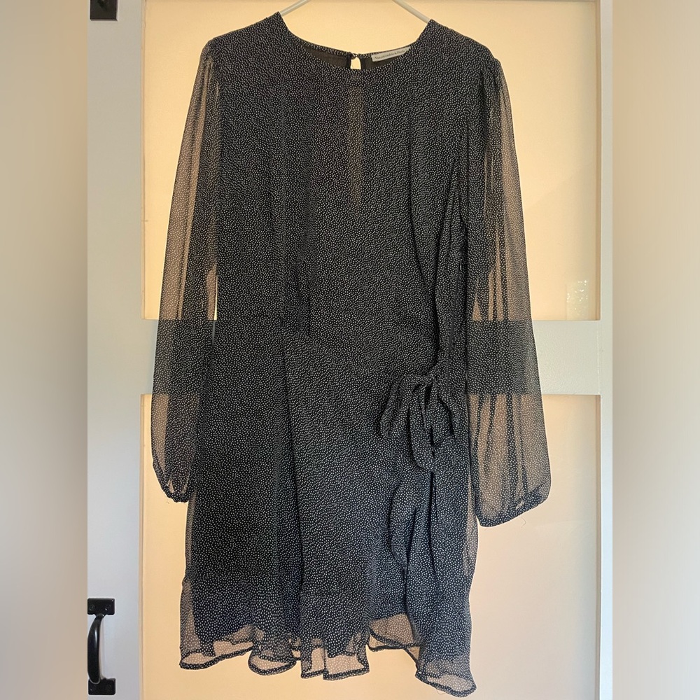 Abercrombie & Fitch faux wrap, chiffon dress with polka dot pattern
